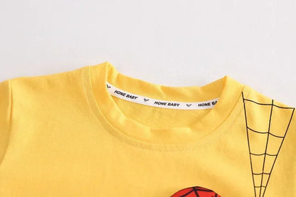 2025 Summer Baby Boys Spiderman Short Sleeve T-shirt+Jeans Sets Clothes Kids Fashion Clothing Outfits Children Sports Suits