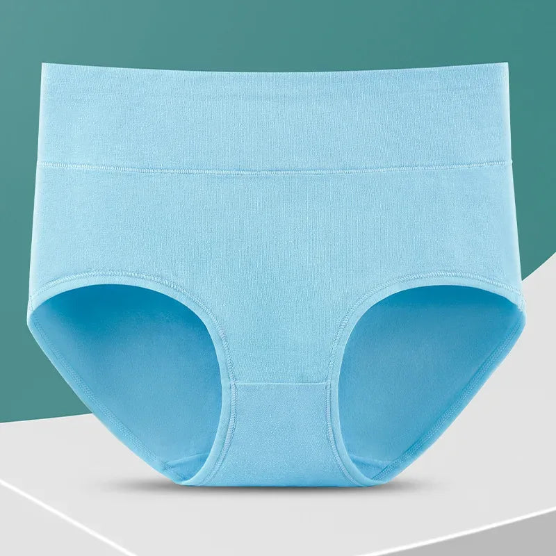 3Pcs Plus Size Women's Cotton Underwear High Waisted Tummy Control Panties Full Coverage Briefs Jacquard Ladies Panty L-5XL