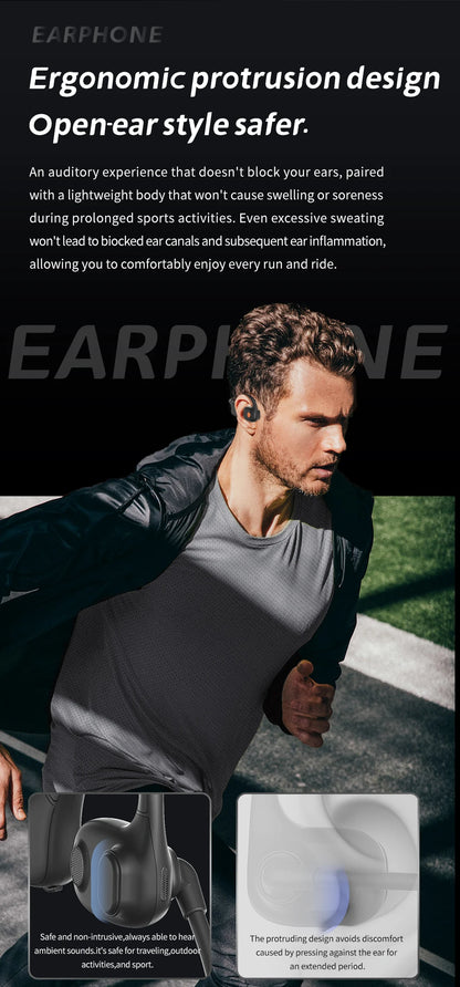 Comfortable Wearing Open-Air Conduction Bluetooth Headset Noise Reduction Mic HD Call for Driving Phone Office Use