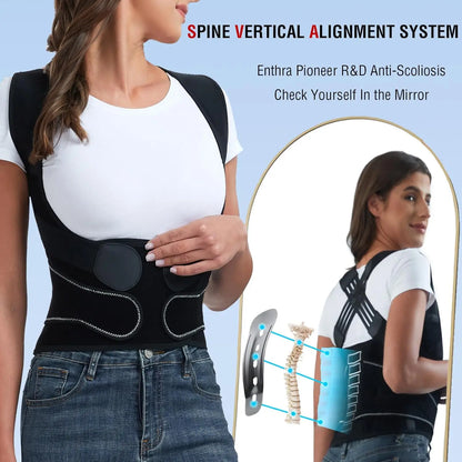 Back Brace for Men and Women, Adjustable Shoulder Posture Support Brace, Back Straightener Posture for Upper and Lower Back