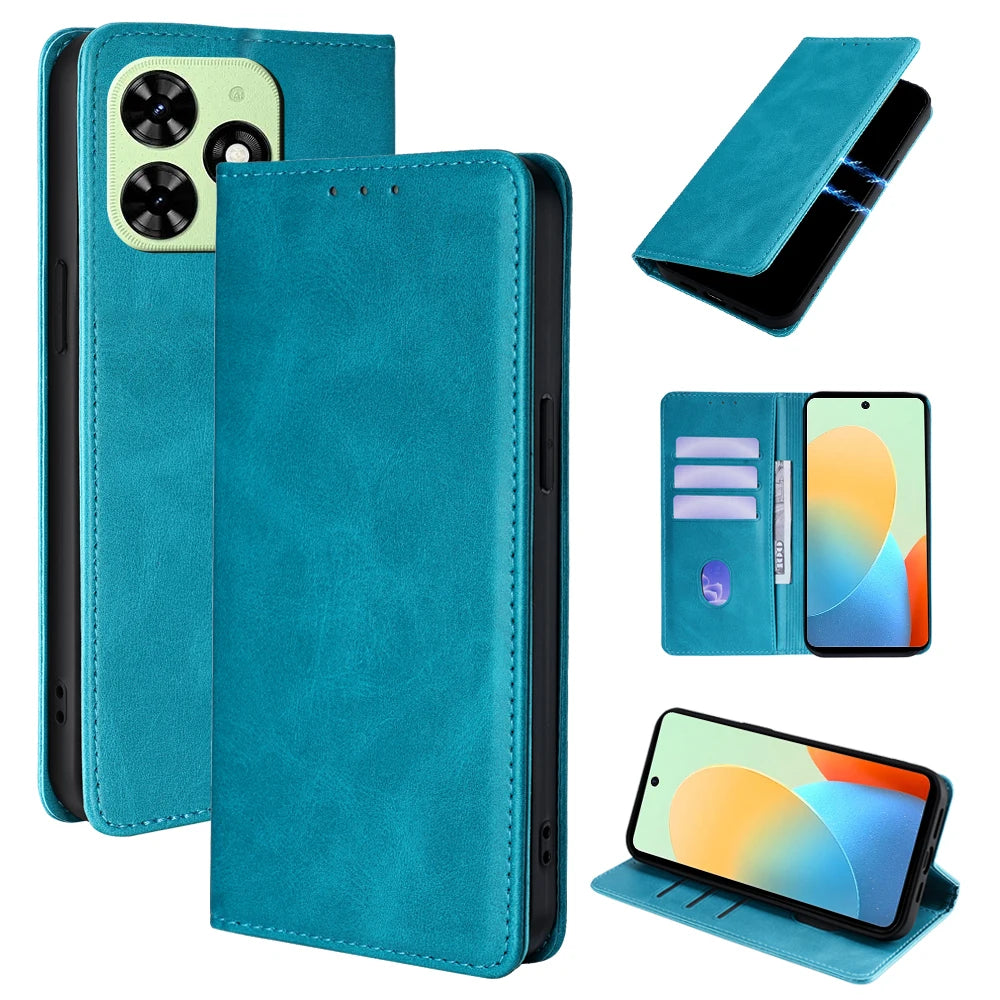Business Magnetic Phone Case for Tecno Spark 20 10 Pro 20C 10C 8C Spark GO 2024 Pop 8 Pro Leather Wallet Case Flip Cover