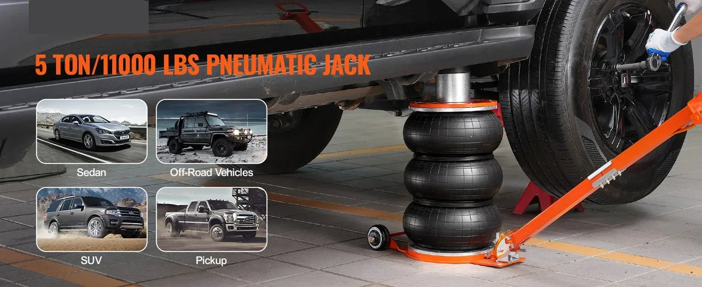 Air Jack 5 T/ 3T /11000 lbs Pneumatic Jack with Heightened Column for Sedan Adjustable Handle Pneumatic Air Jack