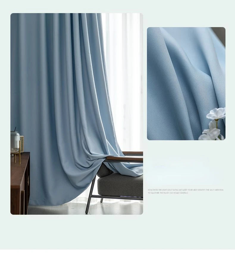 Light Luxury High Grade Bedroom High Blackout Curtain Ins Style Living Room Curtains Green Natural Solid Color Thickened Drapes