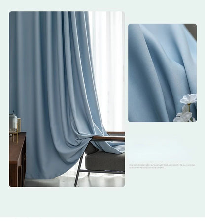 Light Luxury High Grade Bedroom High Blackout Curtain Ins Style Living Room Curtains Green Natural Solid Color Thickened Drapes