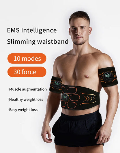 Abdominal Toning Belt EMS Muscle Stimulator Abs Trainer Muscle Toner USB Charge Body Shaping Lose Weight Fat Burn Fitness Unisex