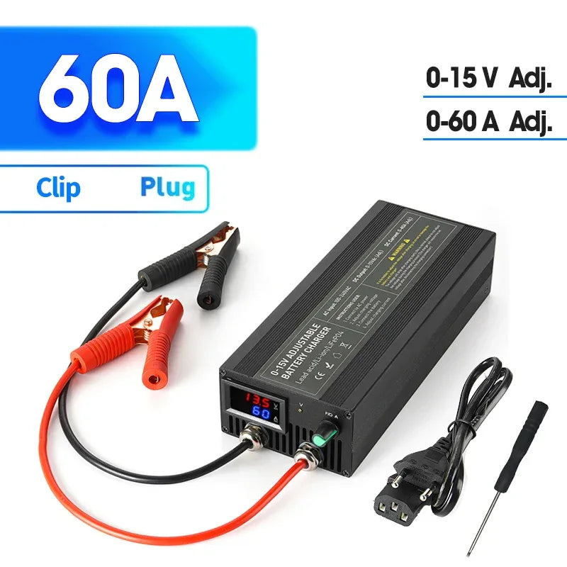 12V 60A 100Ah Solar Large Charger Current Voltage Adjustable for Lifepo4 Universal Chargers Outdoor power supply