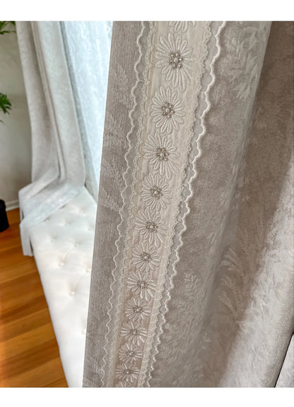 French Retro Style High-end Luxury Romantic Jacquard Chenille Lace Blackout Curtain Bedroom Door Screen Shutter Home Decor