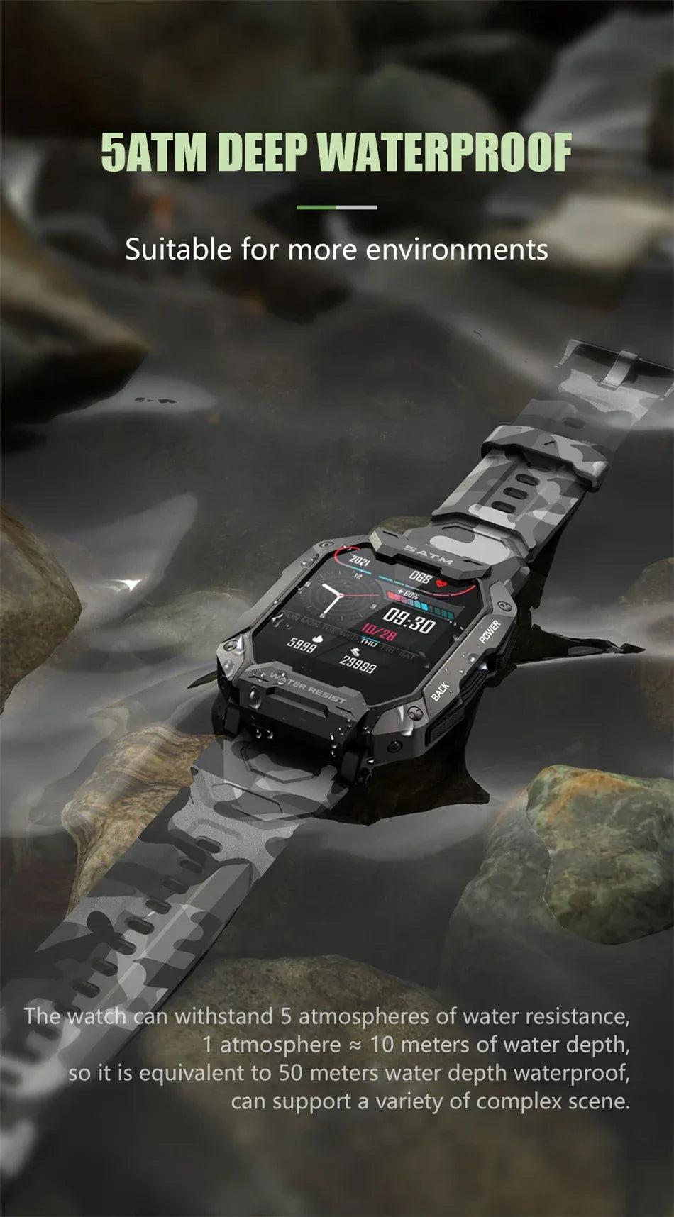 Smart Watch Men Swim IP68 ATM Waterproof Smart Clock Outdoor Sports Fitness Tracker Health Monitor Smartwatch For Android IOS