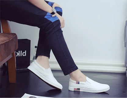 Men Casual Shoes Canvas Luxury 2025 Mens Loafers Breathable Slip on FlatsMale Vulcanized Shoes White Driving Shoes Plus Size 47