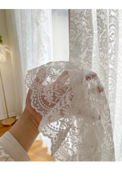 French Retro Style High-end Luxury Romantic Jacquard Chenille Lace Blackout Curtain Bedroom Door Screen Shutter Home Decor