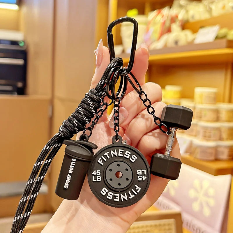 Fitness Keychain Gym Lover Barbell Key chain Weightlifting Keyring Silicone Weight Plate Gym Gifts Workout Gifts Bag Charm Backp
