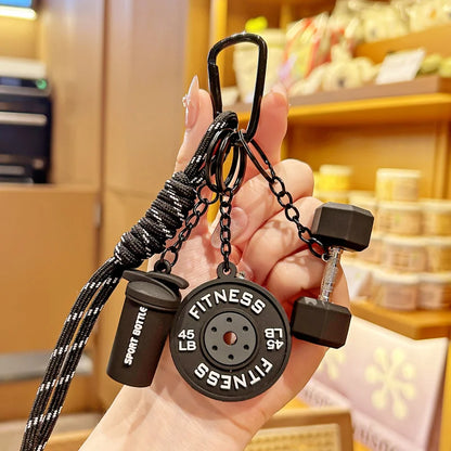 Fitness Keychain Gym Lover Barbell Key chain Weightlifting Keyring Silicone Weight Plate Gym Gifts Workout Gifts Bag Charm Backp