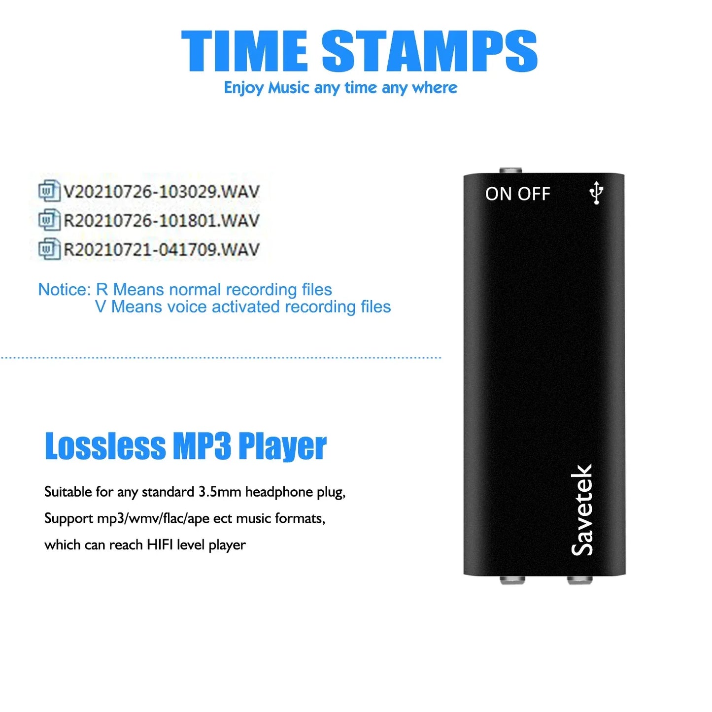 Mp3 Player Voice Activated 8GB 16GB Digital Vocie Recorder Grabadora De Voz