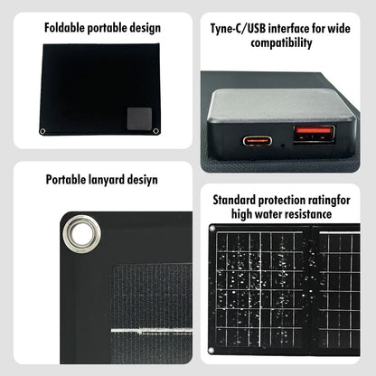 Practical Solar Panel Foldable Power Bank SOECOPO 40W Portable Charge Phone Outdoor Activities  USB + Type - C 5V/2.4A Camping