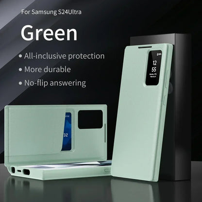 Original High Quality Smart Display LED View Windows Case For Samsung S25 Ultra S24 S23 S22 Plus Flip Wallet Card Phone Cover