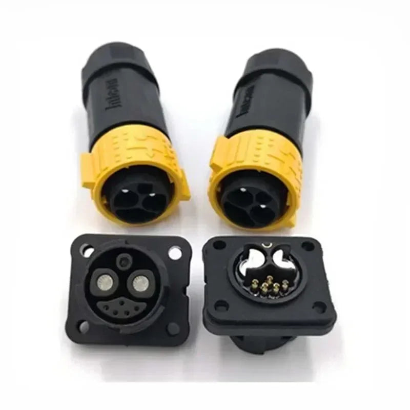 60A 2+1+5 Lithium Battery Waterproof Connector IP67 M25 E-bike Electric Motorcycle Charging Power Plug Socket CE UL Certified