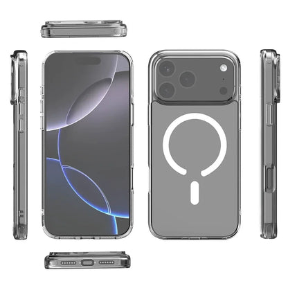For Magsafe Magnetic Clear Shockproof Case For iPhone 17 Air 17Pro 17 Pro Max Wireless Charging Shockproof Hard PC Back Cover