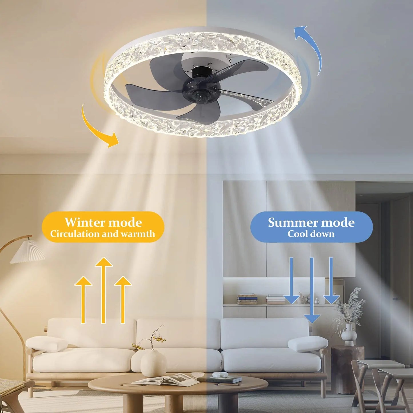 Modern Ceiling Fans Infinitely Dimmable Household Black White Ceiling Lamp With Remote Control Bedroom Living Room LED Fixtures