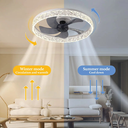Modern Ceiling Fans Infinitely Dimmable Household Black White Ceiling Lamp With Remote Control Bedroom Living Room LED Fixtures