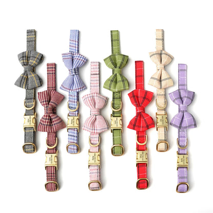 Personalized Dog Collar Cute Bowtie Puppy Cat Free Engraving Pet Buckle Collar For Small Medium Dogs Cats Chihuahua Yorkshire