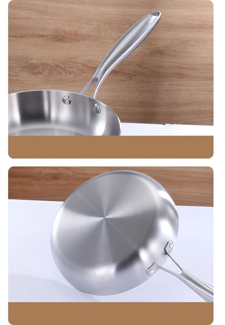 304 stainless steel frying pan, non stick pan, steak pan, suitable for gas stoves and induction cookers, uncoated kitchen utensi