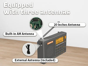 XHDATA R-108 Digital Portable Radio Stereo FM LW SW MW Full-Band Radio DSP Radio Receiver Multi-Function Rechargeable Radio