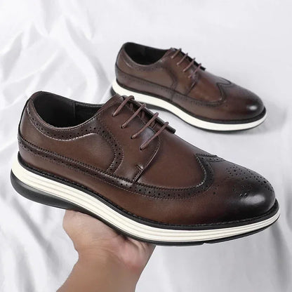 Men's Casual Leather Thick Soled Simple Walking Shoes Fashion Oxford Shoes High End British Style Office Business Dress Shoes