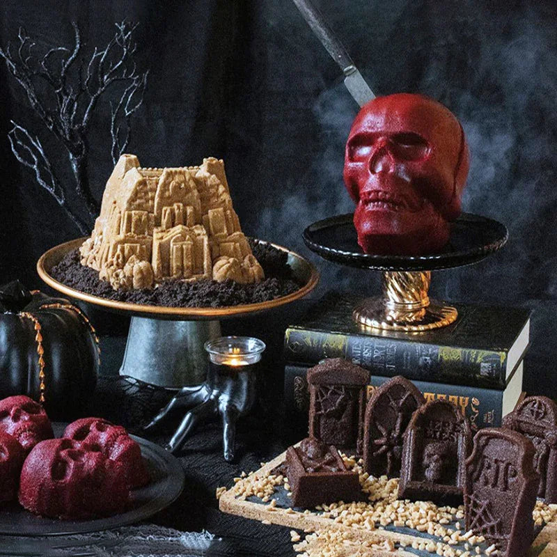 3D Skull Baking Cake Mold for Halloween ,Ice mold,Food Grade Silicone DIY Large Skull Cake Pan,Halloween Decor Birthday Party