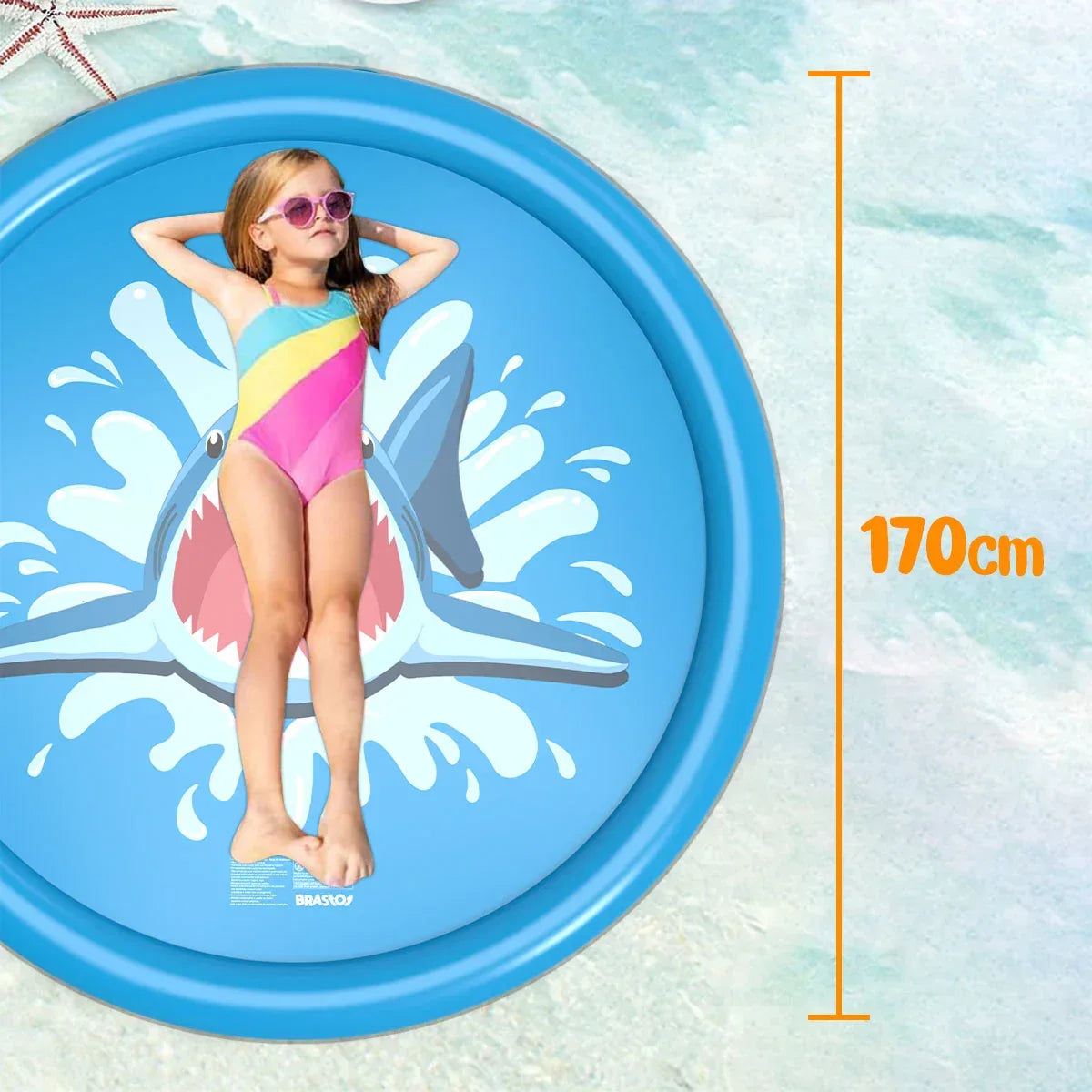 Sprinkler Inflatable Shark Pool 170cm Children Play Water Mat Summer Toy