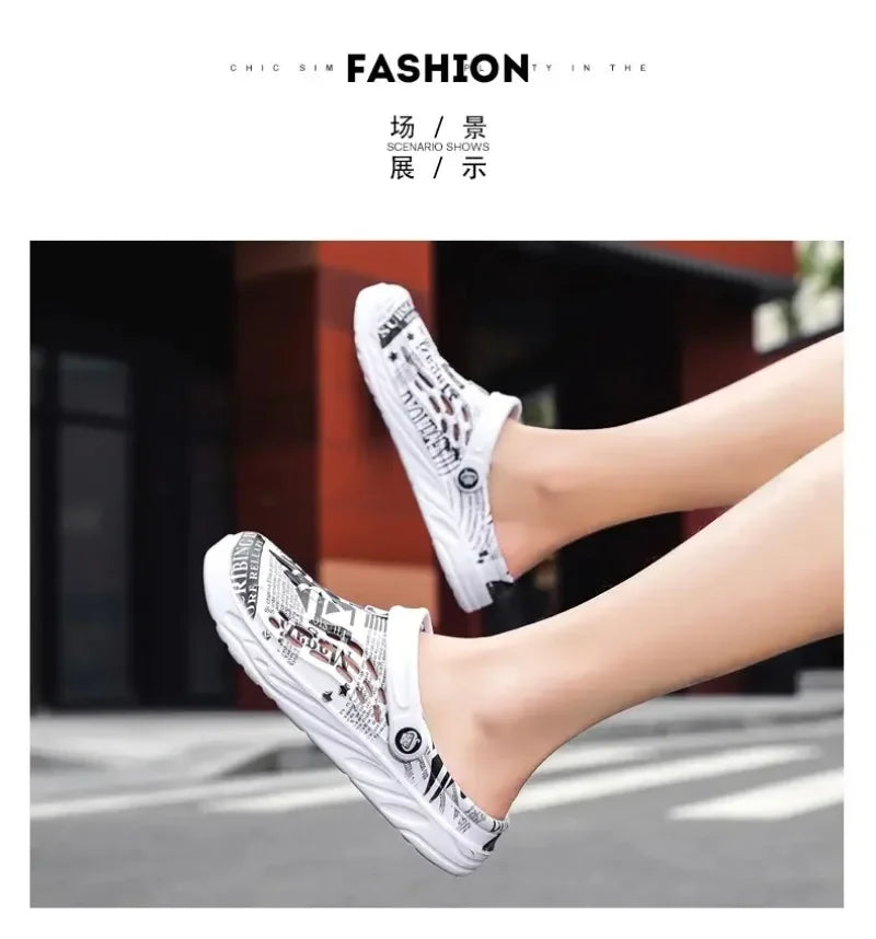 Plus Size 49 Men Non-slip Sandals Clogs Men and Women Home Beach Slippers Breathable Lightweight Men Outdoor House Slides