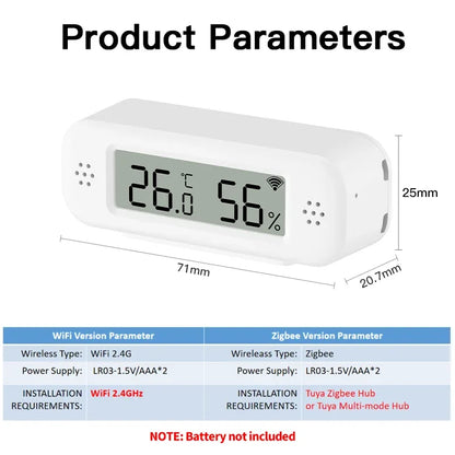 Tuya WiFi Zigbee 3.0 Temperature Humidity Sensor Hygrometer Thermometer App Remote Monitor Work With Yandex Alexa SmartLife