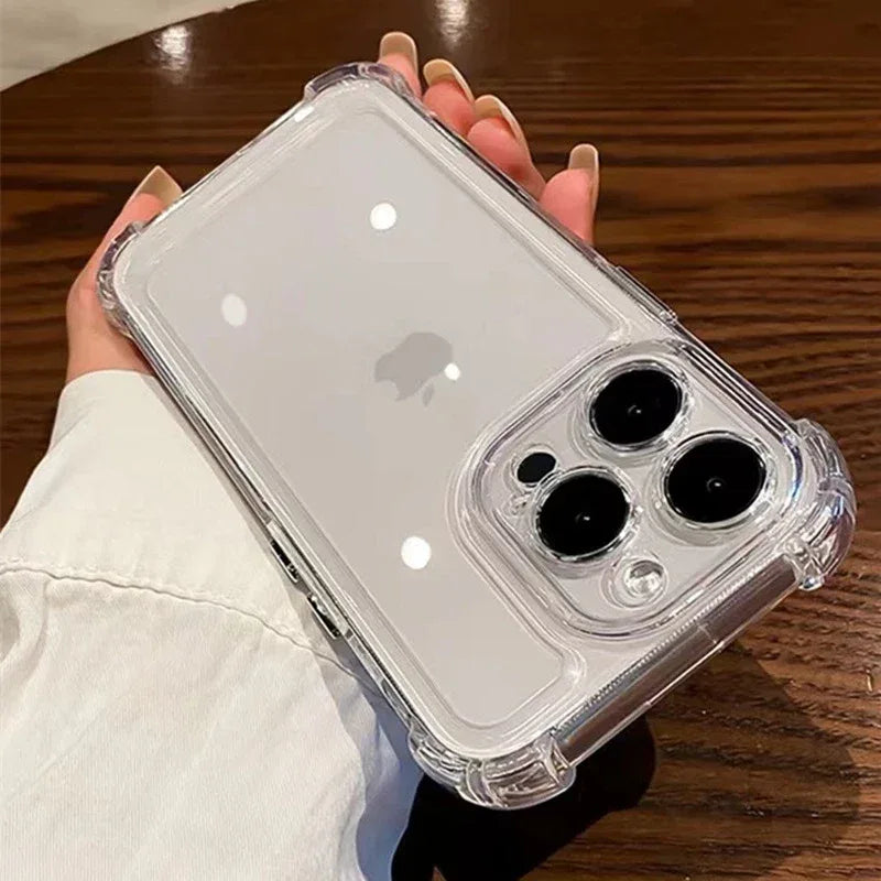 Luxury Shockproof Clear Phone Case For iPhone 15 14 13 12 11 Pro Max XR X XS Max Silicone Bumper Transparent Hard Back Cover