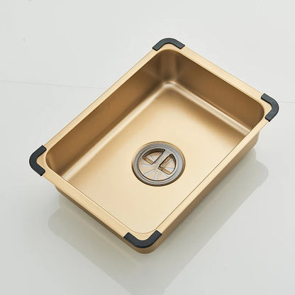Golden Double Waterfall Sink Stainless Steel Kitchen Sink Embossed Large Single Slot Wash Basin Washing Pond For Kitchen
