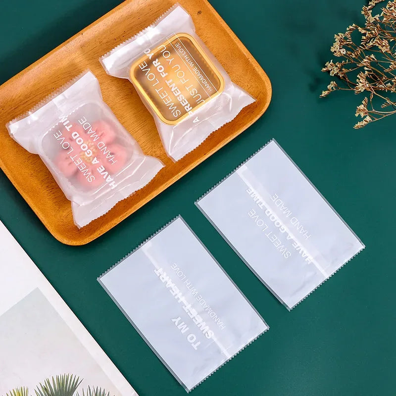 100Pcs Mooncake Wrapping Bag Machine Seal Plastic Bags For Egg Yolk Cookie Packaging Mid-Autumn Festival Party Decor Supplies