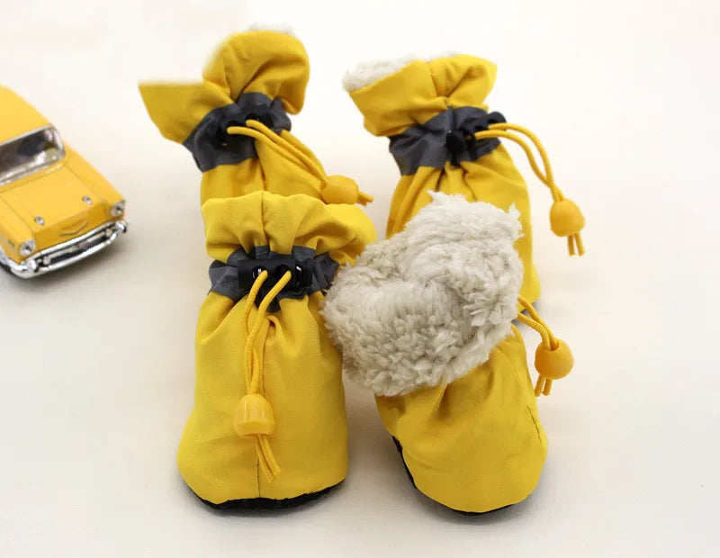 4pcs Antiskid Puppy Shoes Waterproof Winter Pet Dog Anti-slip Rain Snow Boots Footwear Thick Warm For Prewalkers Socks Booties