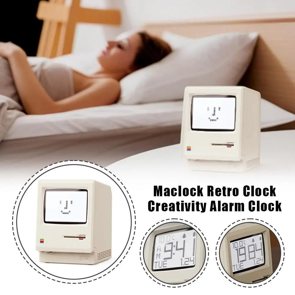 Desktop Digital Clock Retro Classic Design Beige Floppy Disk Decor Tech Gadget Gift For Men Women Office Desk Novelty Ornament