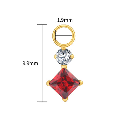 Right Grand ASTM F136 Titanium Dangle Geometric Square CZ Charm Pendant for Clicker Helix Hoop Piercing Jewelry