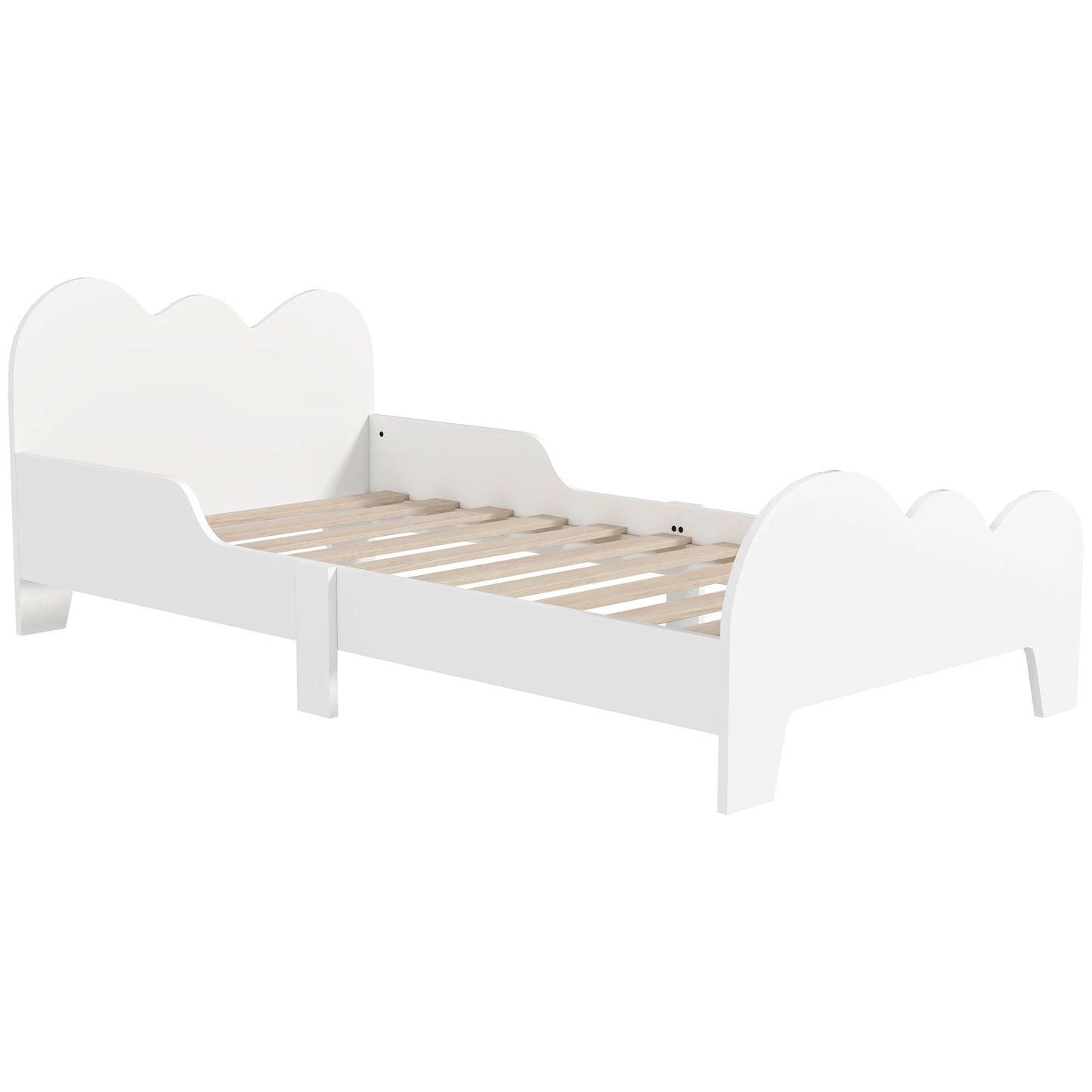 Aiyaplay Bed for Children +3 Years Old 140X70 cm Children's Bed Frame Cloud Theme with Guardrail for Bedroom White