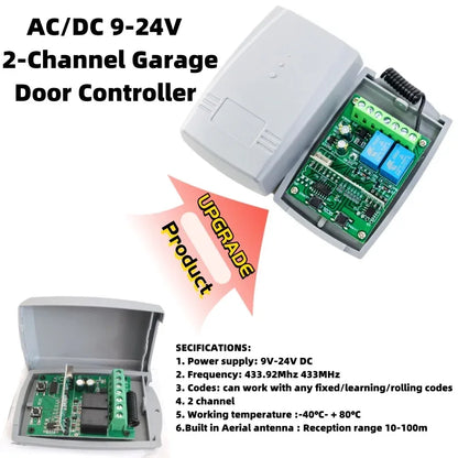 Universal 2 Channel ON/OFF RF Switch Wireless Receiver 9V-24V 433mhz Receiver For Brands Remote Control