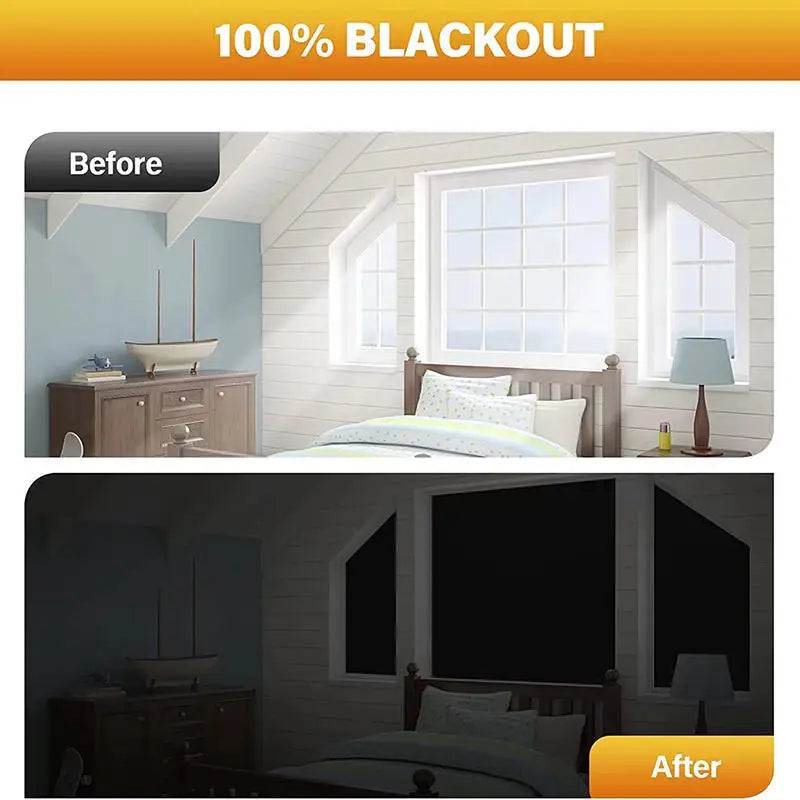 Blackout Curtain Self-adhesive Cooling Window Shades With Silver Coate For Living Room Bedroom Home Window Film Cloth