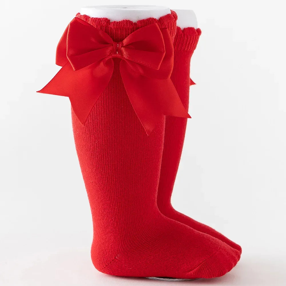 Winter Autumn Kids Knee High Socks Baby Girls Cotton Socks Big Bow Soft Toddlers Princess Children Long Socken For 0-5Years