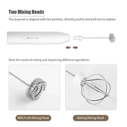 2-in-1 Kitchen Items USB Charging Electric Egg Beater Mini Blender Kitchens Accessories Mixer Household Gadgets Double Head Bar