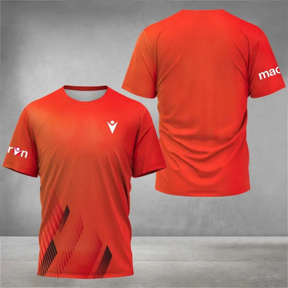 2025 summer new sports T-shirt comfortable breathable fast drying tennis round neck short sleeve summer new men's T-shirt casual