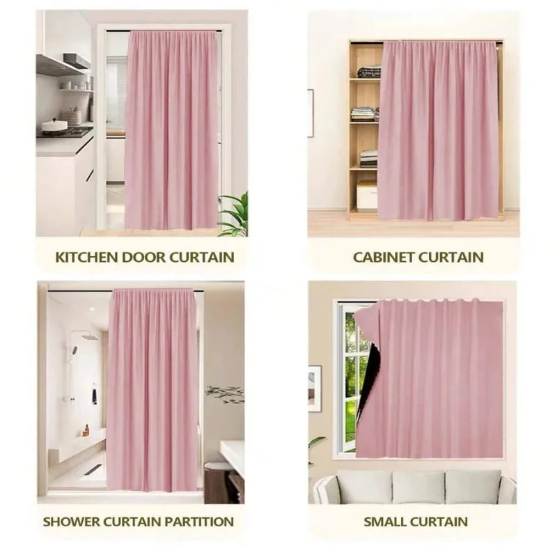 1pc Self-Adhesive Portable 100% Blackout Curtain, No Drilling Needed Sunshade Cloth Suitable For Windows, Doors, Bedrooms, Basem