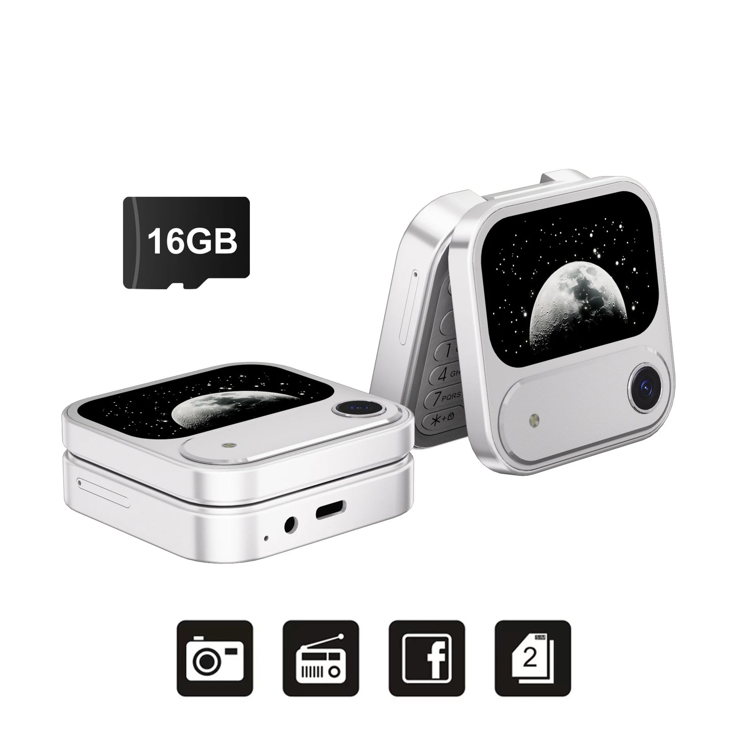 SERVO i17 AIR Mini Foldable Mobile Phone 2G GSM 1.77" Display Magic Voice Speed Dial FM Radio 2 SIM Card Small Square Cellphones