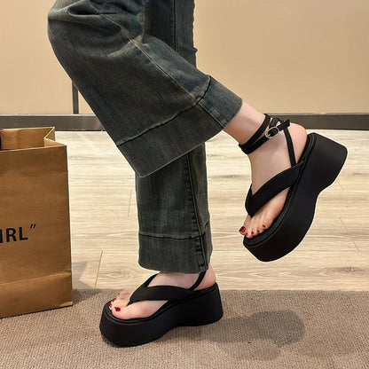 Summer Women Platform Wedges Heel Sandals Fashion Clip Toe Ladies Elegant Party Dress Gladiator Sandalias