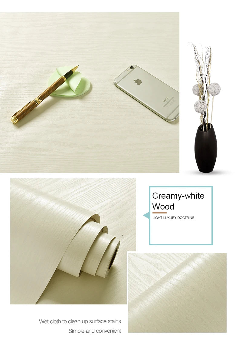 PVC Waterproof Self Adhesive Wallpaper Wall in Rolls Furniture Cabinets Vinyl Decorative Film Wood Grain Stickers For Home Decor