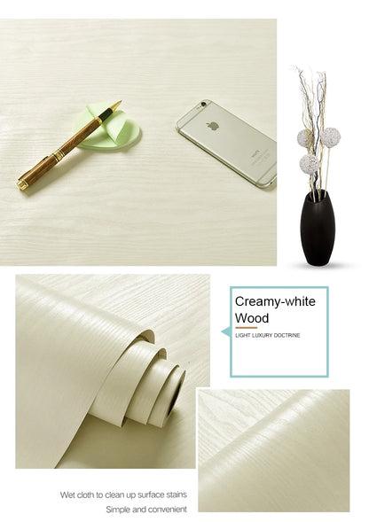 PVC Waterproof Self Adhesive Wallpaper Wall in Rolls Furniture Cabinets Vinyl Decorative Film Wood Grain Stickers For Home Decor