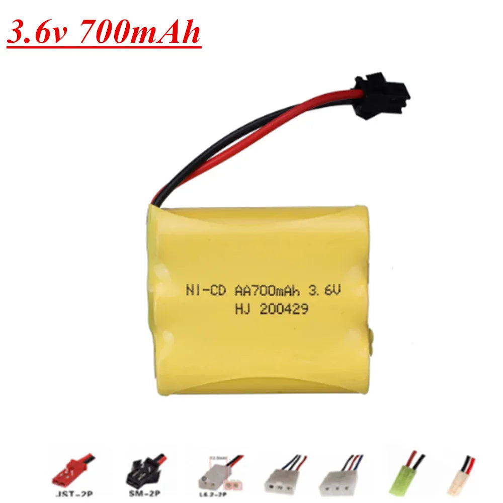 700mah 2.4V/3.6V/4.8V/6V/7.2V/8.4V Ni-CD AA Rechargeable Battery Pack For Remote Control Toys Electric Car Boat Parts SM-2P Plug