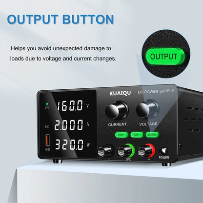 KUAIQU High Precision 30V10A Adjustable DC Stabilized Power Supply, Laboratory Specific Digital Display Power Supply, Aging Test